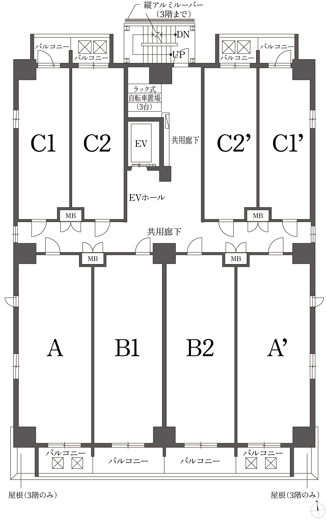 3F〜10F平面図