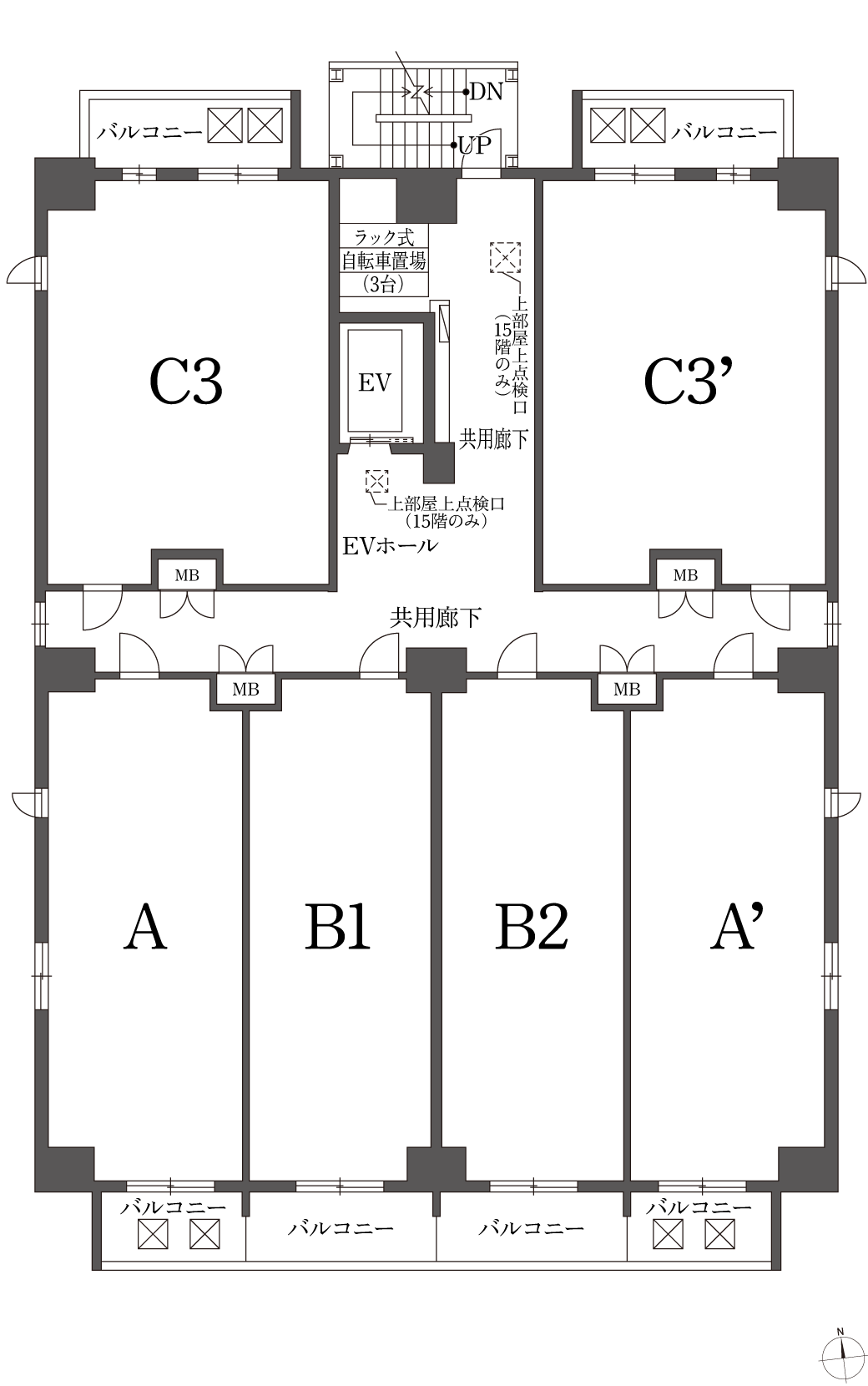 11F〜15F平面図