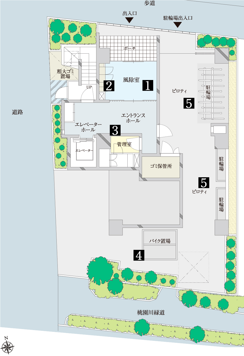 1階敷地配置平面図